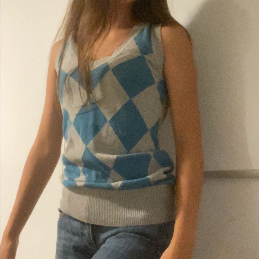 vintage blue and grey sweater vest